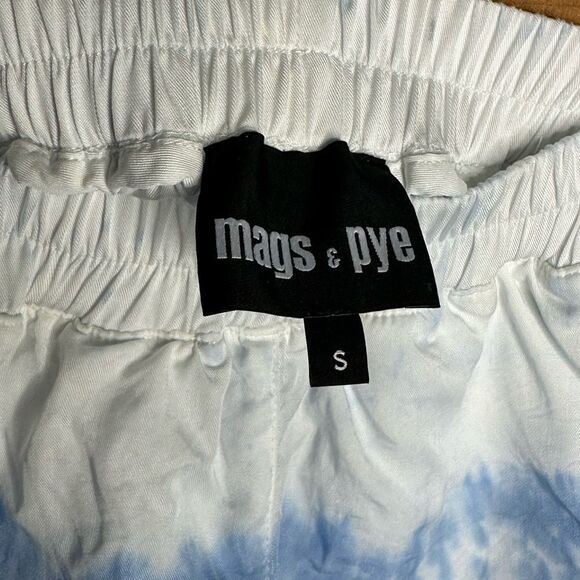 LF MAGS & PYE  CLOUD TIE DYE BOXER SHORTS SIZE SMALL WHITE & BLUE RAYON - Picture 3 of 4